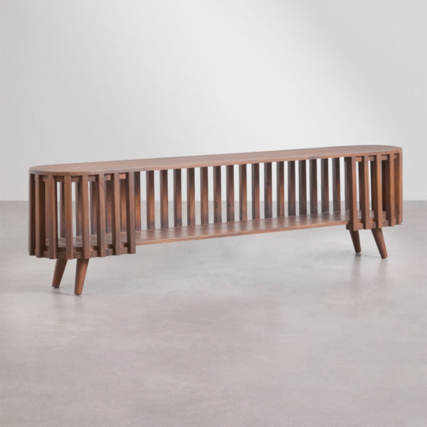 WoodBee Craft "The Horizon Capsule" Premium Slatted Media Console Table