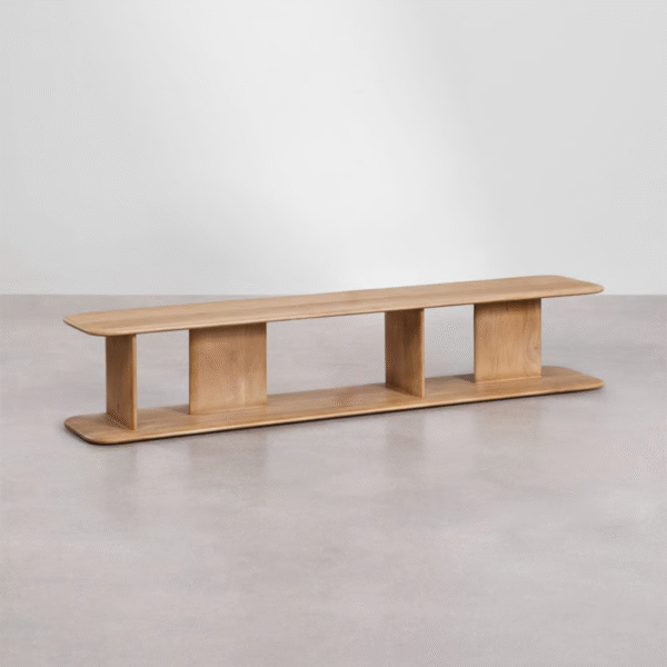 WoodBee Craft "The Arc Low-Line" Premium Minimalist Wooden Media Console