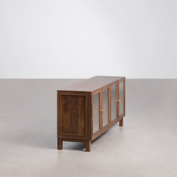 WoodBee Craft "The Lumina" Premium Reeded Glass Sideboard