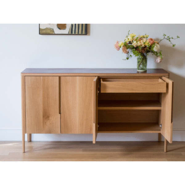 WoodBee Craft "The Harvest Stream" Premium Minimalist Wooden Sideboard Buffet