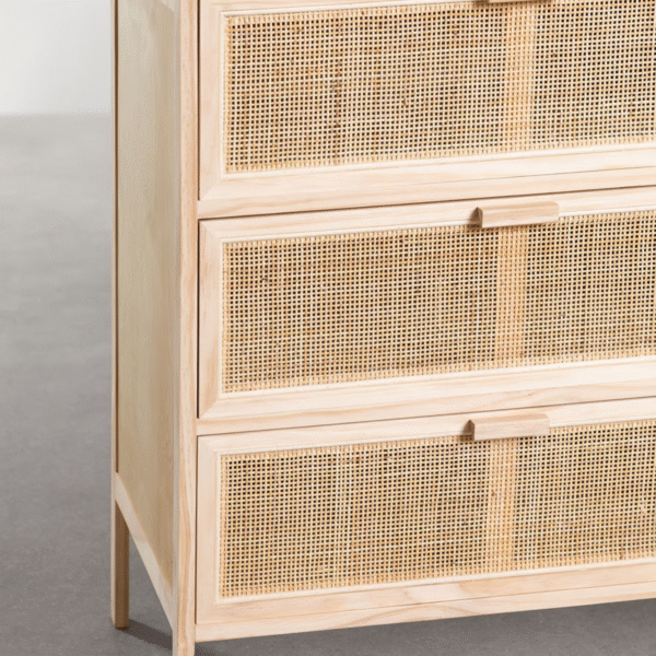 3 WoodBee Craft "The Rattan Horizon" Premium Boho Cane Chest of Drawers