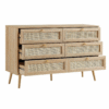 WoodBee Craft "The Rattan Horizon Double" Premium Natural Cane Dresser 6 Drawer