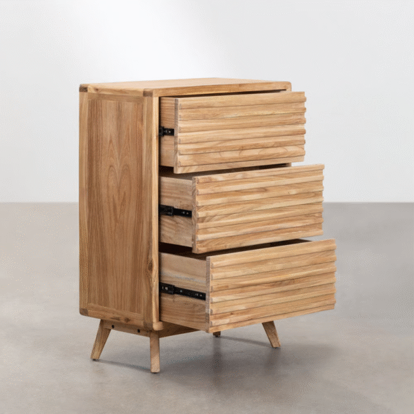 WoodBee Craft "The Linea Horizon" Premium Louvered Wood Chest of Drawers