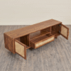 WoodBee Craft Solid Wood TV Cabinet with Cane Doors | Handcrafted