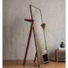 Mid-century modern solid wood full length standing mirror with geometric chevron easel frame by WoodBee Craft