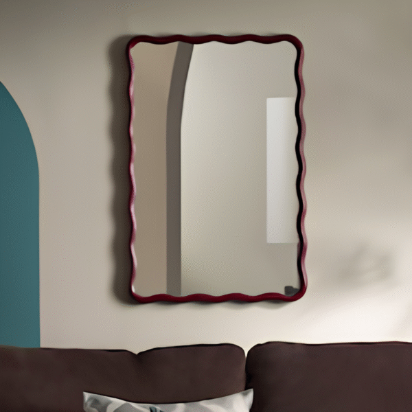 WoodBee Craft Undulation Wavy Wooden Wall Mirror