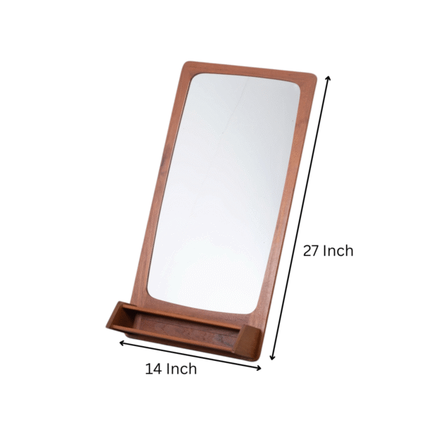 WoodBee Craft "The Vista Ledge" Wooden Wall Mirror with Shelf