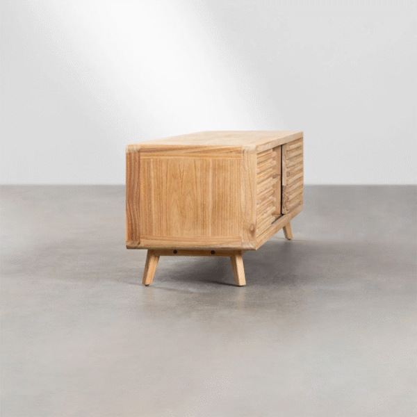 WoodBee Craft "The Meridian" Premium Slatted Wood TV Console