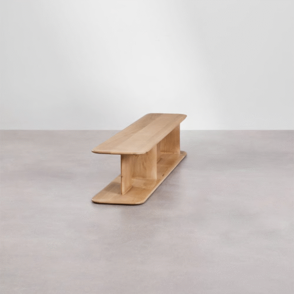 WoodBee Craft "The Arc Low-Line" Premium Minimalist Wooden Media Console