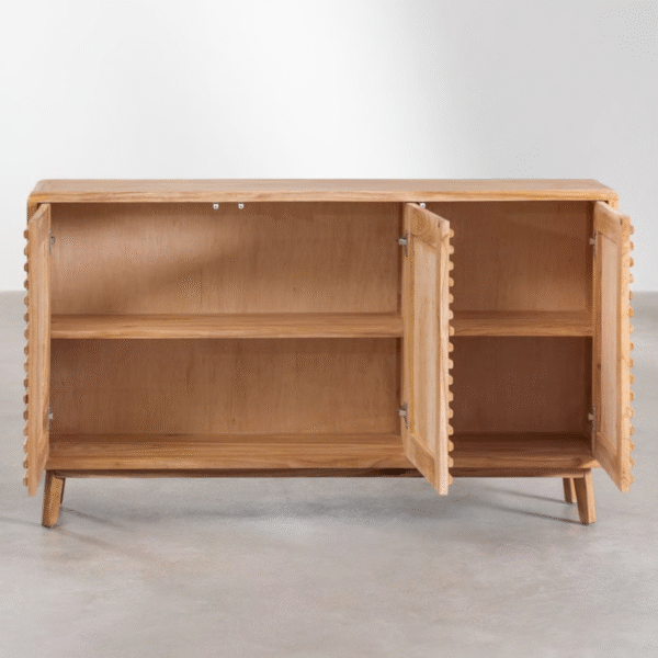 WoodBee Craft "The Horizon Slate" Premium Slatted Wood Sideboard Buffet