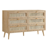 WoodBee Craft "The Rattan Horizon Double" Premium Natural Cane Dresser 6 Drawer
