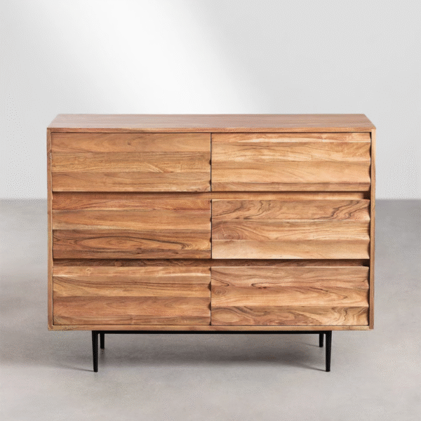 WoodBee Craft "The Terra Groove" Premium Rustic Mango Wood Dresser