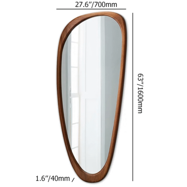 WoodBee Craft "The Aura Pebble" Solid Mango Wood Wall Mirror with Asymmetrical Mirror