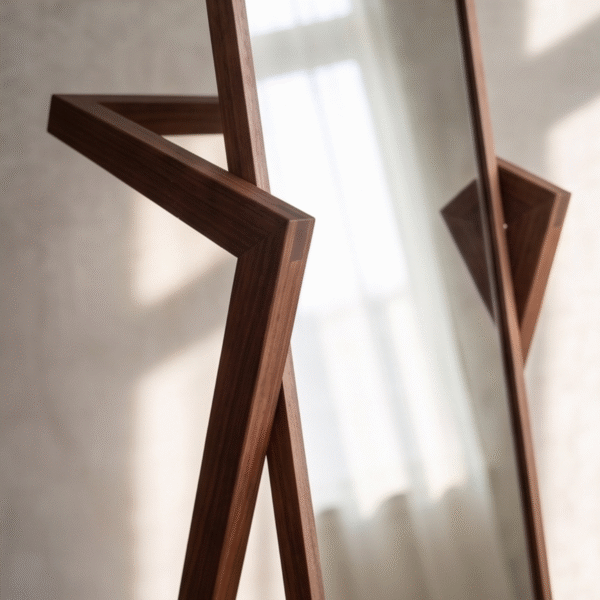 WoodBee Craft "The Vertex Zenith" Solid Wood Full Length Standing Mirror