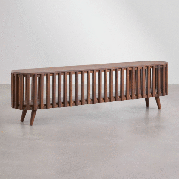 WoodBee Craft "The Horizon Capsule" Premium Slatted Media Console Table