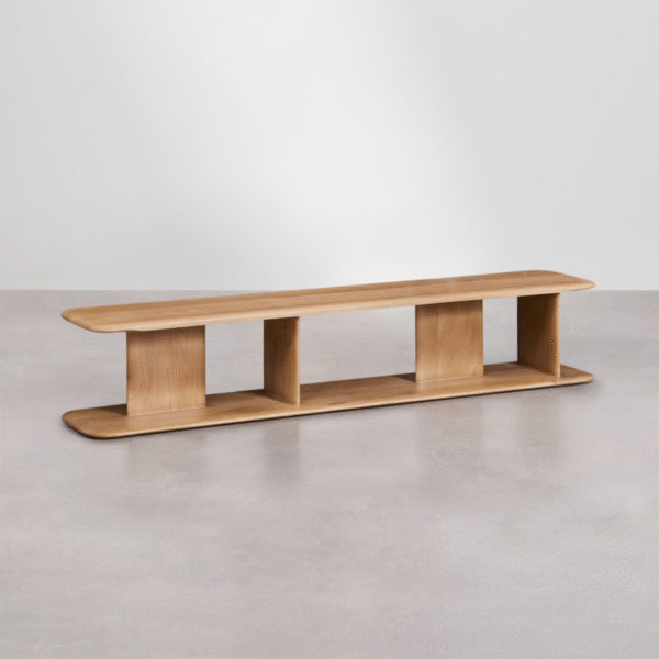 WoodBee Craft "The Arc Low-Line" Premium Minimalist Wooden Media Console