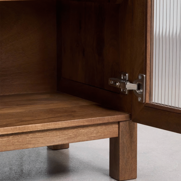 WoodBee Craft "The Lumina" Premium Reeded Glass Sideboard