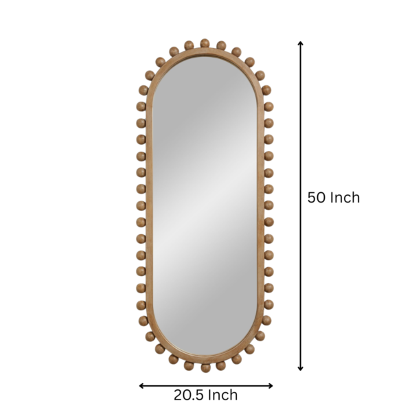 WoodBee Craft Perla Capsule Beaded Full Length Wall Mirror
