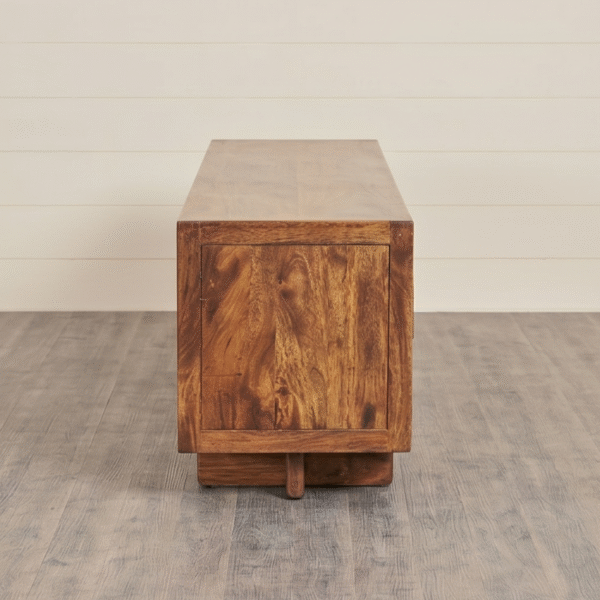 WoodBee Craft Solid Wood TV Cabinet with Cane Doors | Handcrafted