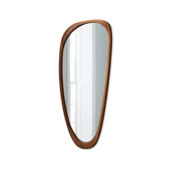 WoodBee Craft "The Aura Pebble" Solid Mango Wood Wall Mirror with Asymmetrical Mirror