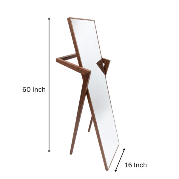 WoodBee Craft "The Vertex Zenith" Solid Wood Full Length Standing Mirror