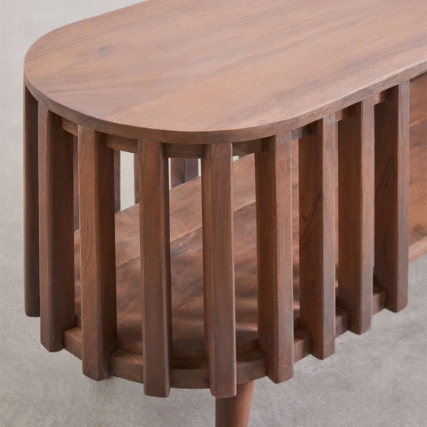 WoodBee Craft "The Horizon Capsule" Premium Slatted Media Console Table