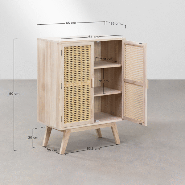 WoodBee Craft "The Prairie" Premium Woven Cane Sideboard Cabinet