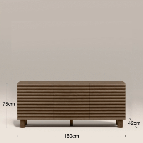 WoodBee Craft "The Ridge Way" Premium Horizontal Fluted Sideboard Credenza