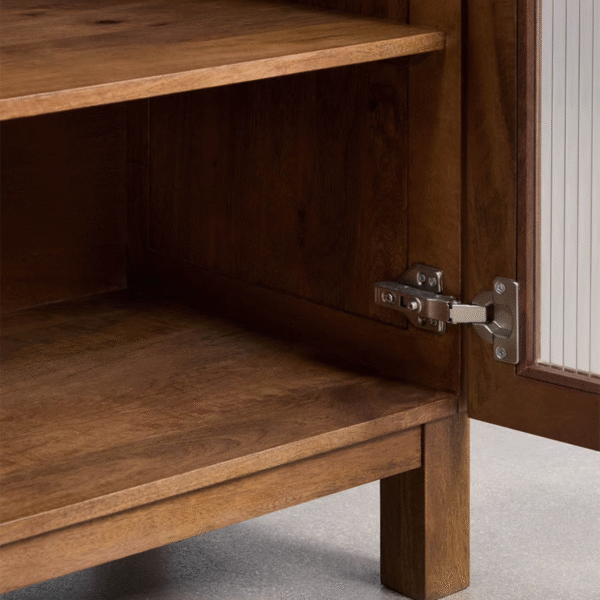 WoodBee Craft "The Vista" Premium Fluted Glass Buffet Cabinet
