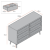 WoodBee Craft "The Rattan Horizon Double" Premium Natural Cane Dresser 6 Drawer
