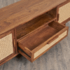 WoodBee Craft Solid Wood TV Cabinet with Cane Doors | Handcrafted