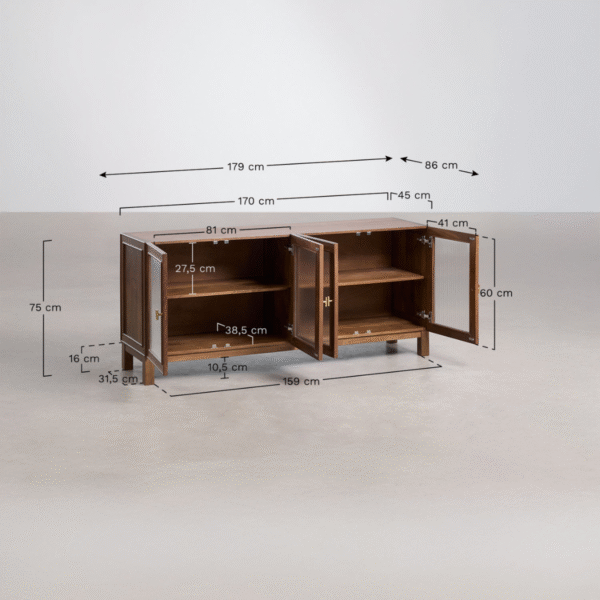 WoodBee Craft "The Lumina" Premium Reeded Glass Sideboard
