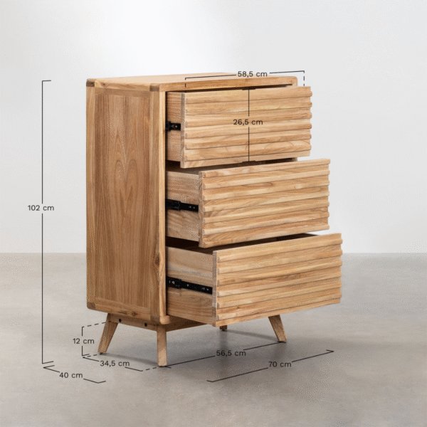 WoodBee Craft "The Linea Horizon" Premium Louvered Wood Chest of Drawers