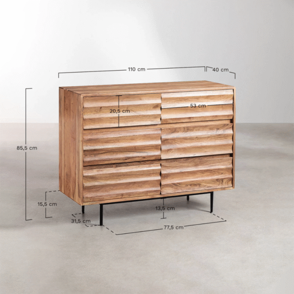 WoodBee Craft "The Terra Groove" Premium Rustic Mango Wood Dresser