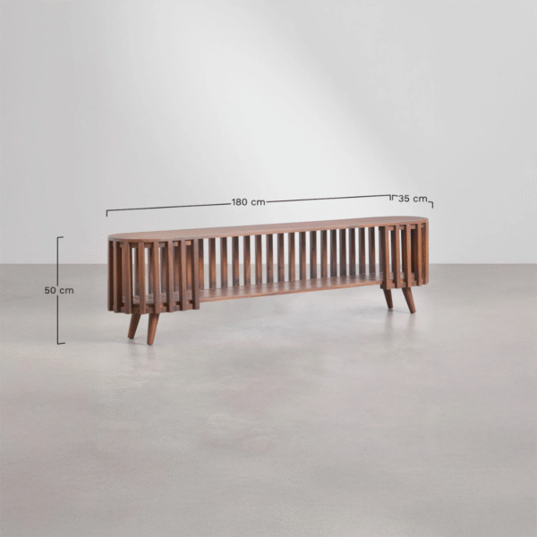 WoodBee Craft "The Horizon Capsule" Premium Slatted Media Console Table