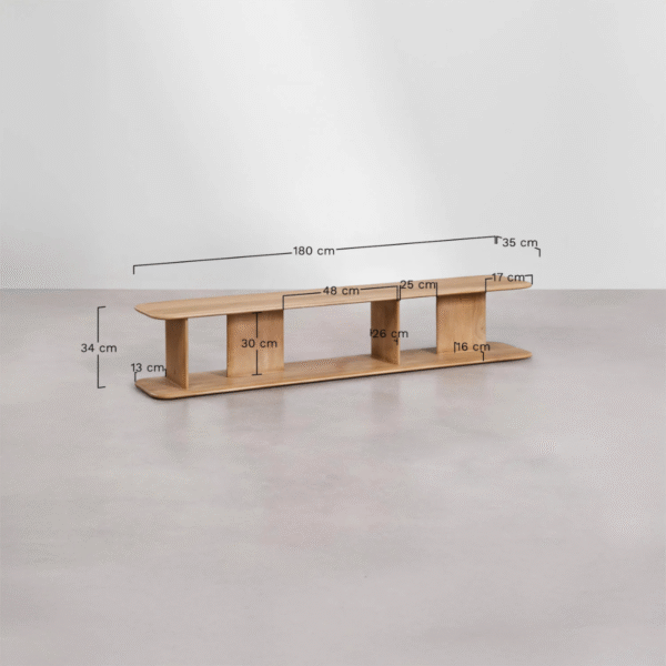 WoodBee Craft "The Arc Low-Line" Premium Minimalist Wooden Media Console