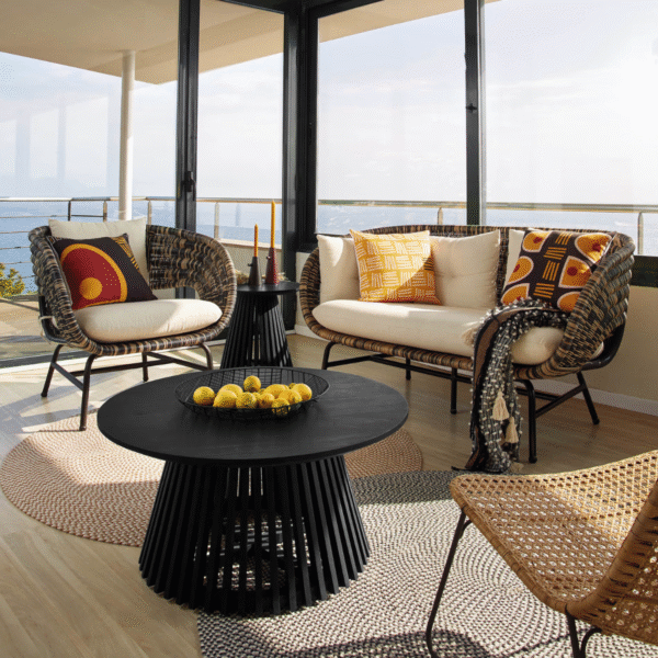 WoodBee Craft "The Eclipse Round" Premium Round Black Coffee Table