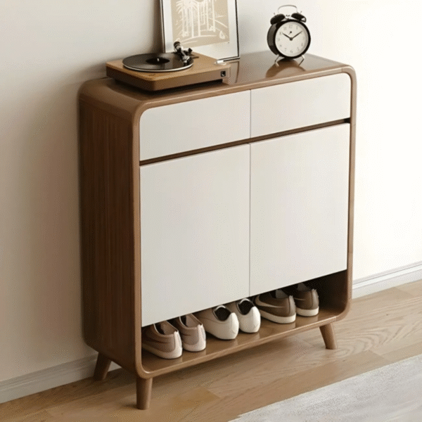 1 WoodBee Craft Premium Mid-Century Wooden Shoe Cabinet