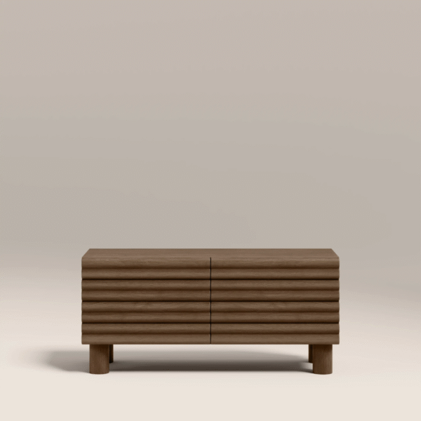 WoodBee Craft "The Ridge" Premium Fluted Wood TV Stand