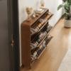 WoodBee Craft Tipping Wooden Shoe Cabinet - 3-Tier Slim Entryway Organizer