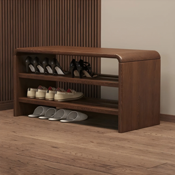 2 WoodBee Craft Wooden Shoe Rack Bench | 3-Tier Entryway Organizer & Footstool