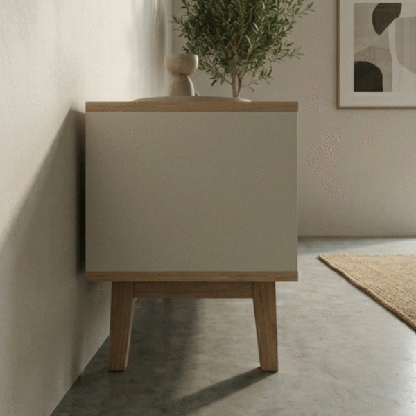 WoodBee Craft "The Nordic Ridge" Premium Modern Fluted Media Console