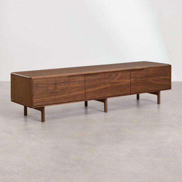 WoodBee Craft "The Meridian Line" Premium Low Profile Dark Wood TV Stand