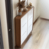 WoodBee Craft Wooden Shoe Cabinet - 6-Door Slim Tipping Bucket Storage