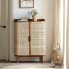 WoodBee Craft "The Haven" Premium Cane Shoe Storage Cabinet