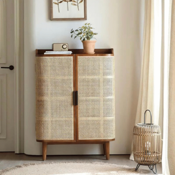 WoodBee Craft "The Haven" Premium Cane Shoe Storage Cabinet