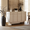 WoodBee Craft "The Serene Grid" Premium Minimalist Washed Wood Sideboard