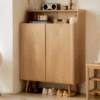 WoodBee Craft Solid Wood Entryway Shoe Cabinet with Display Top