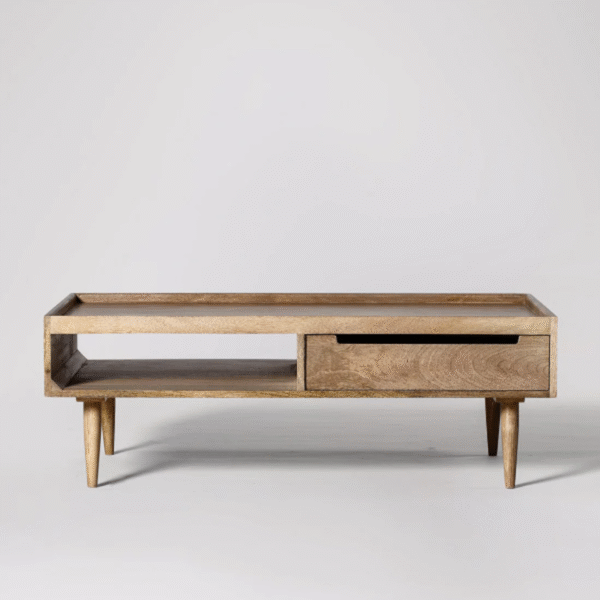 WoodBee Craft "The Lineage Storage" Premium Rectangular Wooden Coffee Table with Storage