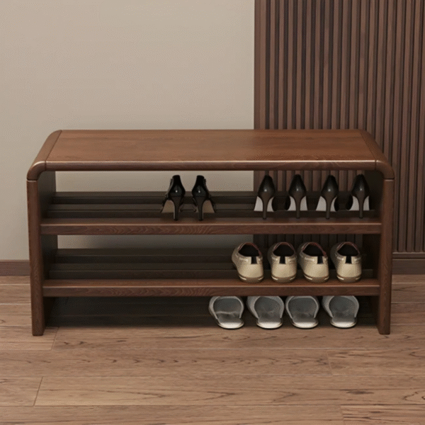 3 WoodBee Craft Wooden Shoe Rack Bench | 3-Tier Entryway Organizer & Footstool